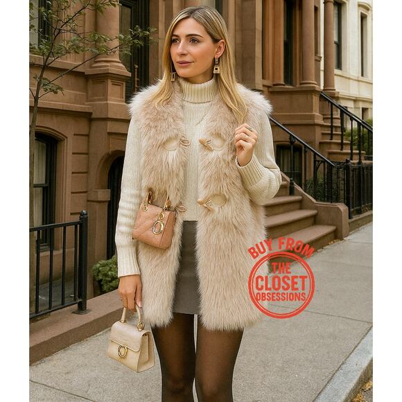 ZARA Faux Fur Toggle Vest NWT 🤍 - Picture 5 of 16